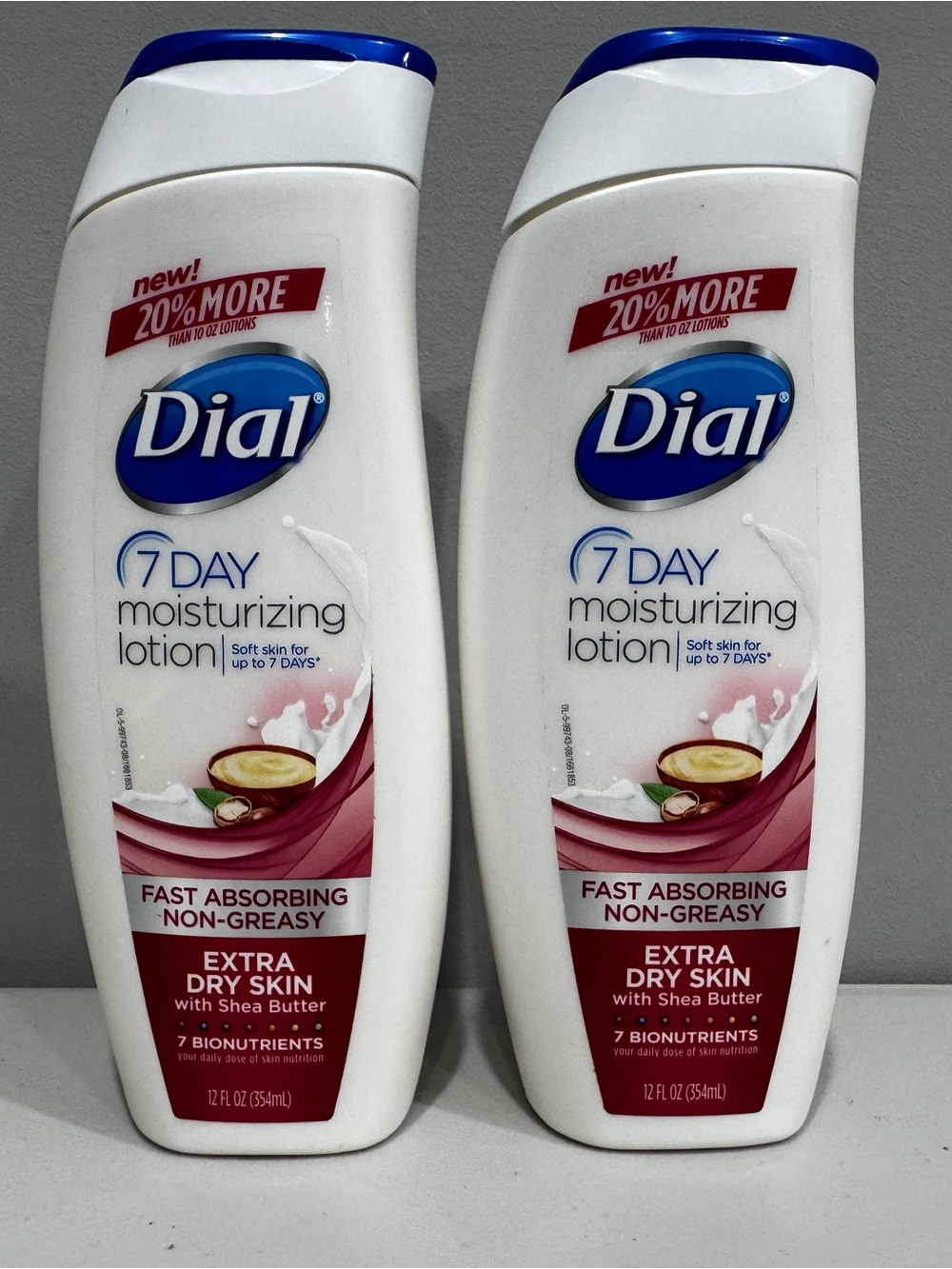 2 Dial 7 Day Moisturizing Shea Butter Lotion Extra Dry Skin 12 Oz. Each New